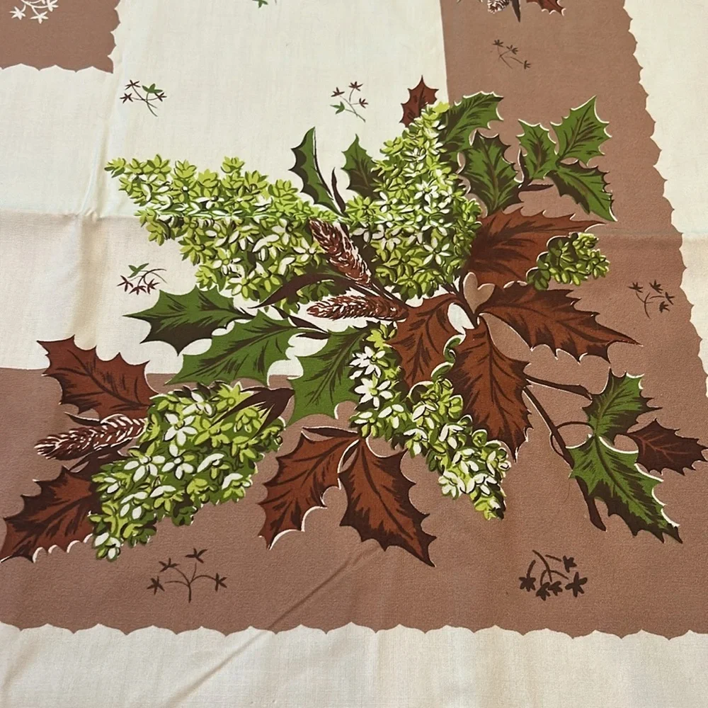 Vintage Table Cloth California Hand Prints Cotton